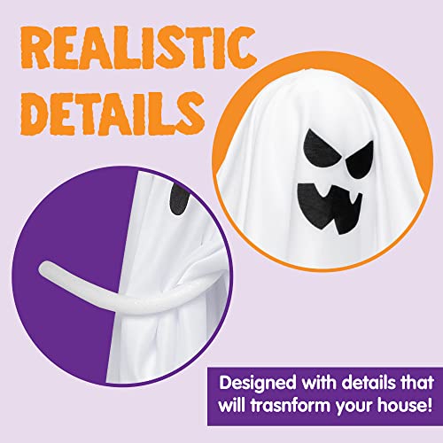 JOYIN 7 Pcs Halloween Hanging Ghost Decorations Outdoor, 19.6” Flying White Ghost Decor for Halloween Tree Front Yard Patio Lawn Garden Party and Holiday Décor3