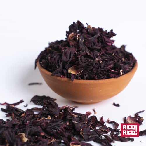Rico Rico Dried Hibiscus Flowers 16 Oz, Great For Hibiscus Tea, Jamaica Tea - 100% Natural Hibiscus Flowers, Cut And Sifted - Packaged In Resealable Bag #TOP2