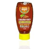 Heavenly Organics Cinnamon Infused Honey, 100% Organic | Raw Honey with Ceylon Cinnamon | Unheated, Lightly Filtered | Smooth Spiced Natural Sweetener | Fair Trade, Glyphosate Free, Kosher | 12 oz Squeeze