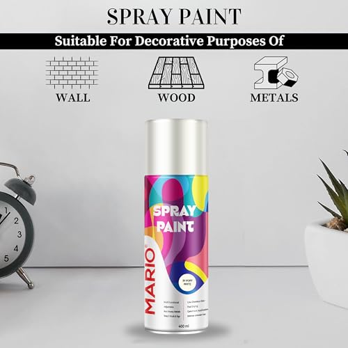 Image of Mario Spray Paint - 38 Ivory White (400ml) | Ivory White Spray Paint for Cars, Bikes, Walls & Furniture | Smooth Finish