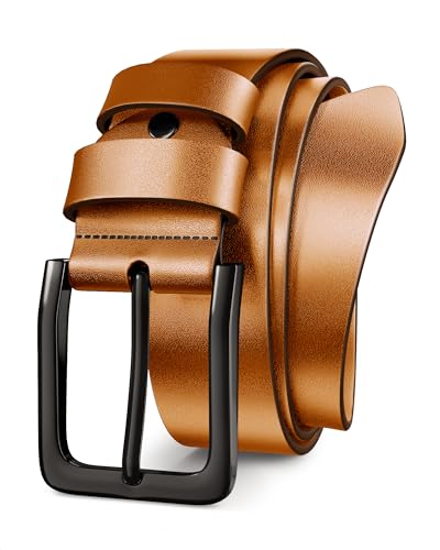 Image of Mens Dress Belt,Genuine Casual Leather Belts for Men 1.5 inch Width