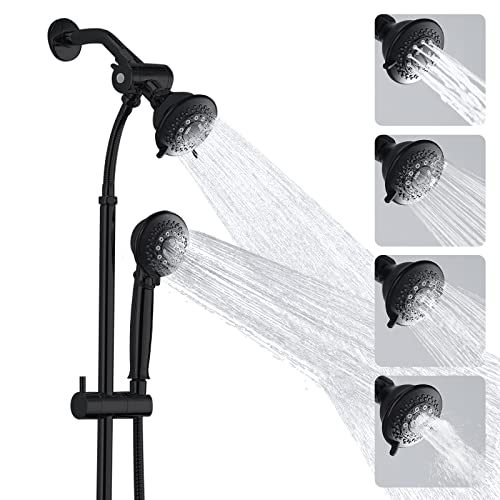Homelody Shower Faucet Oil Rubbed Bronze Shower Heads Set, 5 Functions Shower Head With Liftable Handheld Shower, Shower Faucet System Dual Shower Heads 60" Stainless Steel Hose & 4+4 Inch Shower Area #TOP19