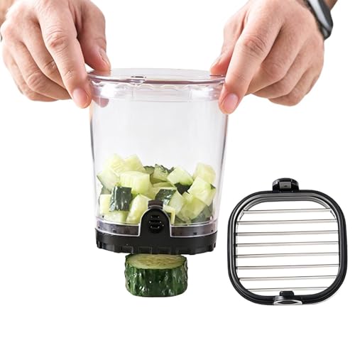 Cortador de frutas, acero inoxidable, vaso para cortar pepinos, fresas con recipiente de almacenamiento, para sandías, uvas, champiñones, fresas, utensilios de cocina, preparación de alimentos para