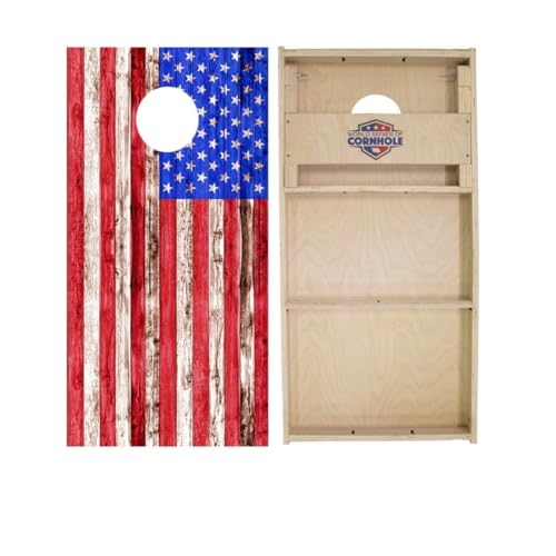 Skip's Garage American Flag Cornhole Boards - WSOC Runway Series - Includes (2) Boards (Resin Bags) + NO Additional Accessories