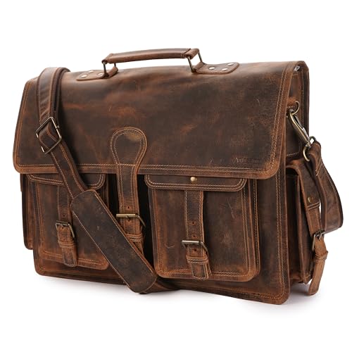 Artizanni Vintage Handmade Leather Briefcase 18'' Inch Laptop Messenger Bag Office Satchel for Men and Women Best Computer Satchel SD 008