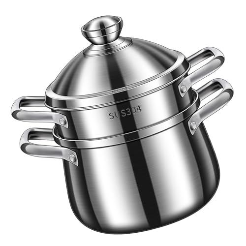 Olla de gran capacidad para cocer y hervir sopas o guisos con tapa de acero inoxidable 8