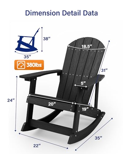 image for YEFU Outdoor Rocking Chair,Adirondack Rocking Chair,Patio Rocker Chair