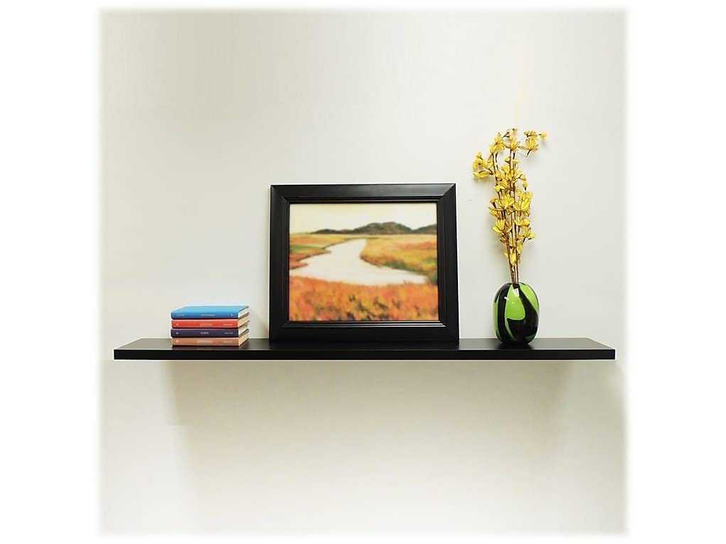 InPlace 9084674 Slimline Floating Wall Shelf, 47.24 in W x 7.75 in D x 1 in H, Black