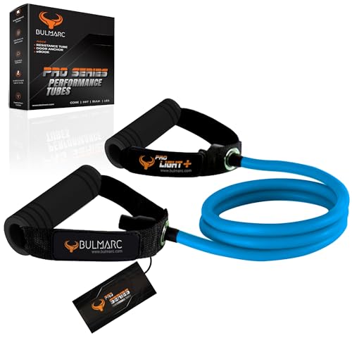 Image of BULMARC Resistance Tube /Bands for Exercises Set with Foam Handle, Featuring eBOOK with 45+ Exercises for Full Body Workout /Toning Tube for Exercise Door Anchor Optional