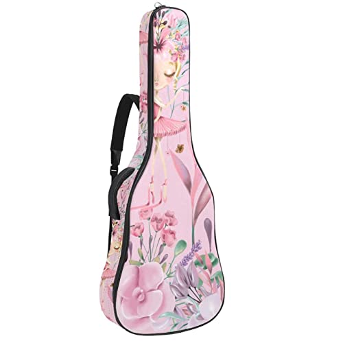 Sac à dos guitare acoustique imperméable rose motif ballerine pour fille