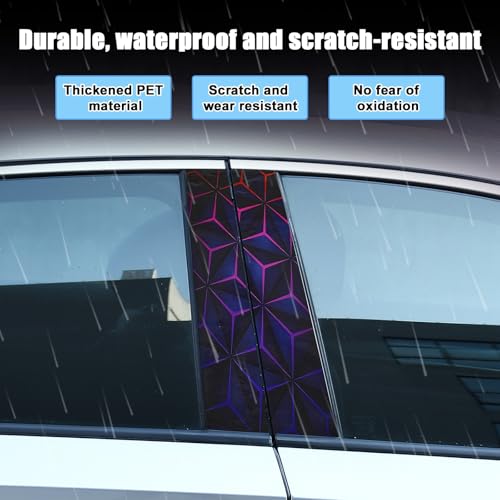 Image of JSCARLIFE Geometric Patterns Car B-Pillar Sticker, HD Printed PVC Waterproof Car Decals, Car Stickers Vinyl Self-Adhesive Side Strip Decal Cool Stickers (Purple)