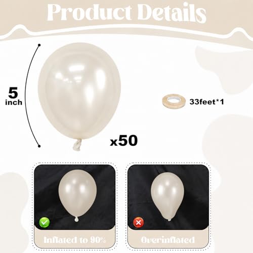 Image of Togvu Pearl White Sand Balloons, 50Pack 5 Inch Small Mini Pearl Cream Beige Latex Party Balloons for Wedding Baby Bridal Shower Engagement Proposal Birthday Party Decorations