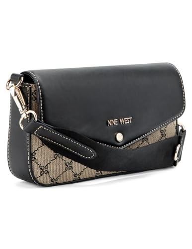 Nine West Peaches Flap Crossbody with Card Case, ETTA, Monedero, AVA, Bolso, diseñador para Mujer, Logotipo Natural Negro Nine West Peaches Flap Crossbody with Card Case, ETTA, Monedero, AVA, Bolso, diseñador para Mujer, Logotipo Natural Negro
