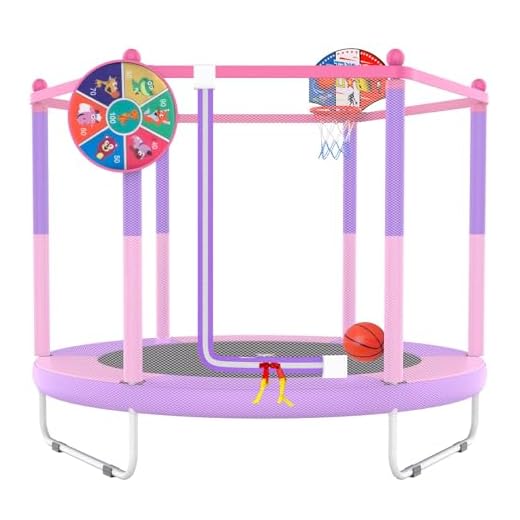 PILIN Trampoline pour Enfant avec Panier de Basket, 145 cm, lit de Saut d'intérieur et d'extérieur avec Ressorts, Filet de sécurité surélevé - Jouet d'anniversaire pour garçons et Filles - Cadeau de