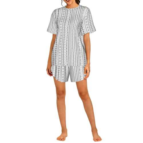Pyjama à manches courtes femme au motif triangle bohème pour la maison