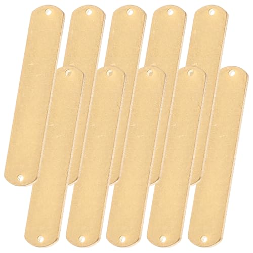 healvian 10個 銅製長方形多機能キータグ ポータブルキーラベル 荷物スーツケース用彫刻可能空ラベル