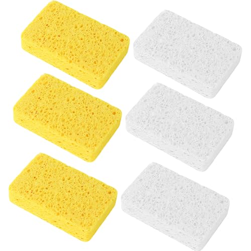 CZAKOMIX 6 Piezas Esponjas de Celulosa, Esponja de Pulpa de Madera, Esponja para Lavar Platos Absorbente, Reutilizable, para el Hogar, Cocina, Coches, Cristal, Ventanas Baño y Limpieza del Hogar