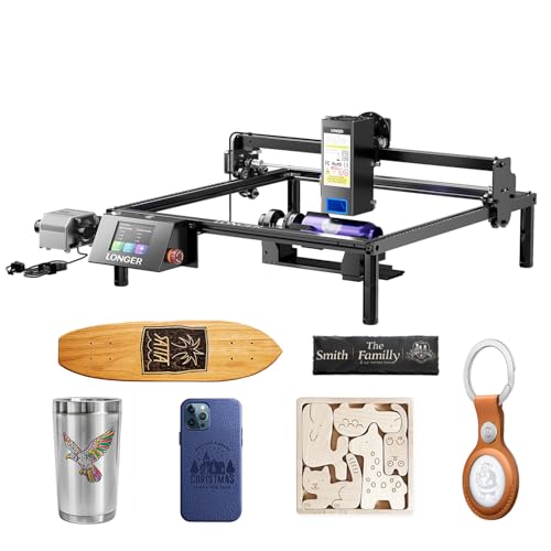 Longer 20W Laser Gravurmaschine Komplettset mit Air Assist Kit und Rotary Roller Gravurbereich 40x37 cm Farb Touchscreen