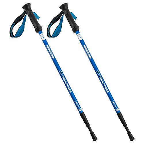 Mull Walking Poles By Highlander – A Pair of Lightweight Adjustable Aluminium Trekking Poles with an Antishock System Ideal for Hill Walking, Nordic Walking, Long Treks or Hiking