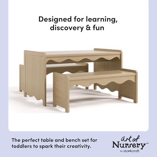 Image of Storkcraft Casablanca Montessori Indoor Kids Table & Bench Set, Driftwood
