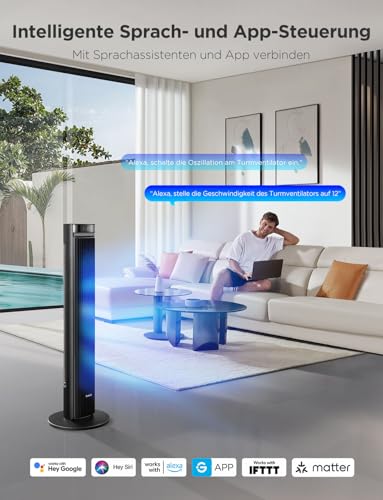 GoveeLife 27 dB leiser Ventilator für Zuhause mit 12 Geschwindigkeiten und 150°-Oszillation