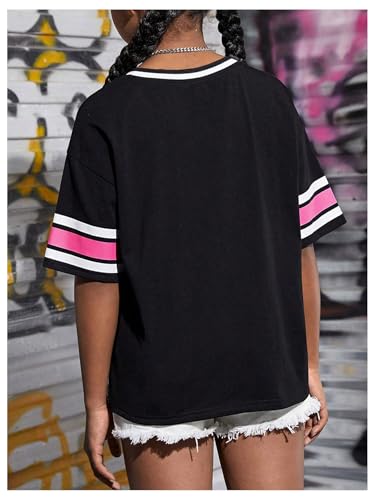 SOLY HUX Girl's Number Graphic Tees Y2k Jersey Shirts V Neck Half Sleeve Loose Summer T Shirt Tops2