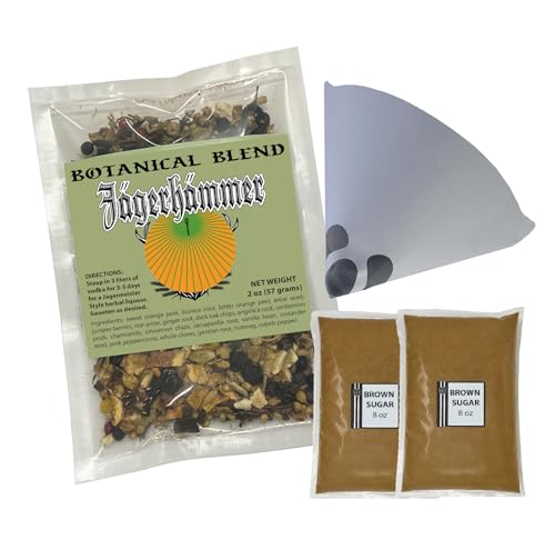 TAPCRAFT Jagerhammer DIY Herbal Liqueur Making Kit – Jagermeister-style Botanical Infusion with 20 unique Botanicals, Brown Sugar & Filter Funnel – Complete Kit - No Distilling - Just Add Vodka