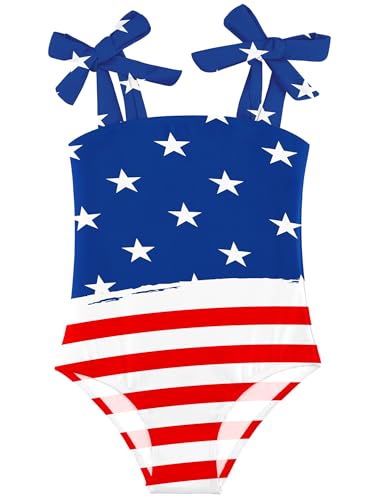 5T Swimsuit Girls One Piece Toddler Baby Girl Bathing Suit American Flag Swimwear Summer Beach Clothes Gifts 4T