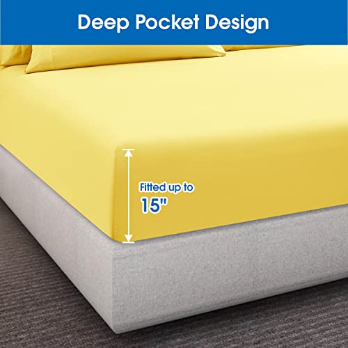 Homeideas 4 Piece Bed Sheets Set (Full, Yellow), 1800 Bedding Soft Brushed Microfiber Luxury Sheets, Deep Pockets, Easy Care, Wrinkle & Fade Free #TOP2