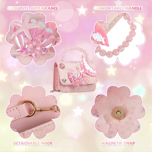 Image of PATPAT Mermaid Sling Bag for Girls,Fashion Cute Hand Bag for Girls Shoulder Stylish Gifts Kids Age 3-8 Purse Cross Body Woman,14x5x11cm