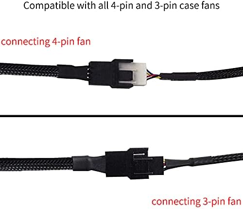 upHere 4PIN PWM Fan Power Extension Cable Splitter Adapter Cable Sleeved Braided Y Splitter 1 to 4 Converter for Computer Cooling Fan Cable,FH-4