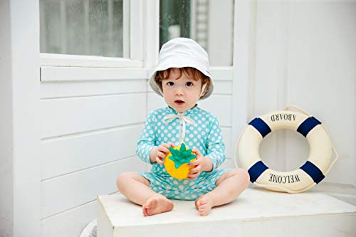 Image of VAENAIT BABY Zip & Snap Rash Guard Swimsuit, UPF 50+ One-Piece Long Sleeve Swimwear, Quick Dry Infant Beach Suit for 0~2T