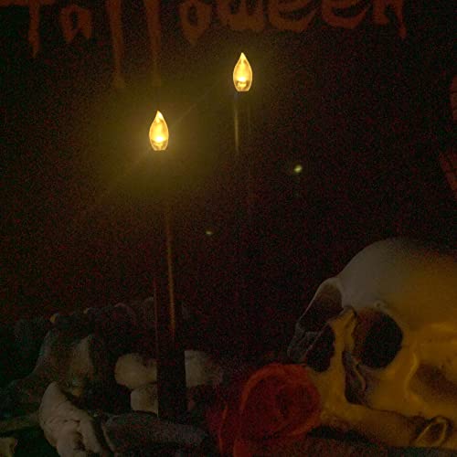 Image of CANDLE CHOICE Black Flameless Taper Candles with Timer 9 inch Tall Long Flicking Fake Battery Operated Electric LED Stick Candles Candlesticks Candelabra Halloween Party Decoration Table Centerpiece 2 PCS