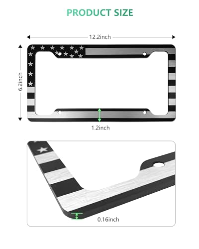 Image of American Flag License Plate Frame - 2 Pack Black Patriotic Car Tag Frames