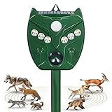 Shamzy Solar Ultrasonic Animal Repellent Outdoor, Cat Deterrent for Yard with 6 LED Flashing Lights & Motion Sensor That Repel Dogs, Deer, Fox, Raccoon, Skunk, Rabbit, Squirrel Deterrent Outdoor