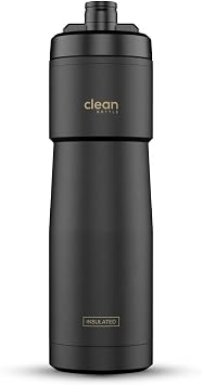 The Clean Hydration Co Insulated Bike Water Bottle 23 oz | Easy Clean Nozzle, Easy Squeeze Sports Bottle | BPA Free Cycling Bottle for Road & Mountain Biking, Gym & Travel | Matte Black