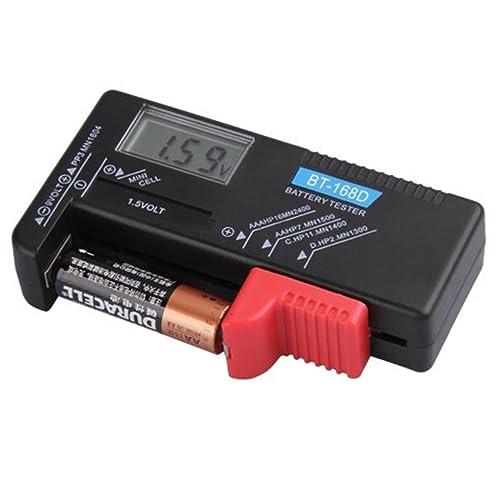 GARIOUANS Tester Digitale per Batterie Aa Aaa e 9 V Bt-168d Display Lcd, Misuratore di Tensione, Controllo stato Pile per Uso Domestico, Scocca in Plastica Rigida Nera