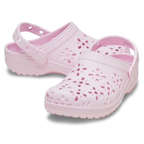 Image of Crocs Unisex-Child Classic Clogs with Floral Cut Out Design, Kids and Toddler Shoes