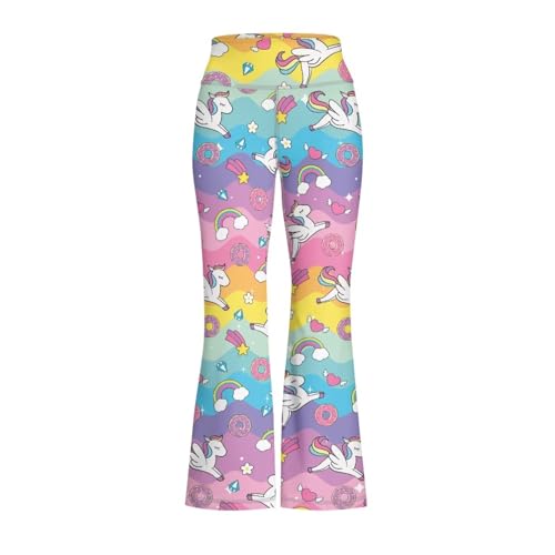 Flare Yoga Pants for Girl High Cut Legging Tummy Control Kids Long Trousers Casual Bell Bottom Sweatpants