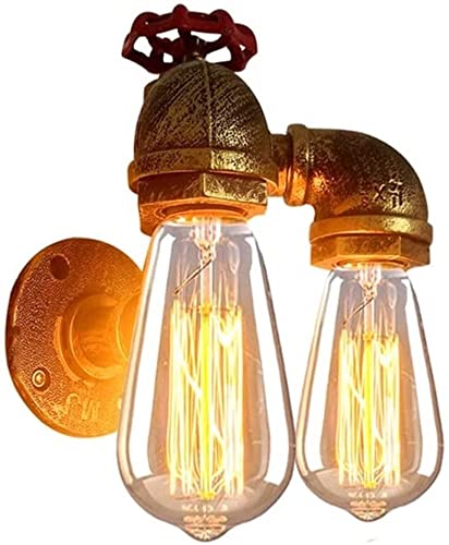 WQHPLMD Lampada montata a Parete con Tubo a Vapore Industriale a Parete a 2 luci a Parete Vintage in Metallo Tubo d'Acqua in Metallo Stile da Parete Illuminazione da Fattoria per la Barra a