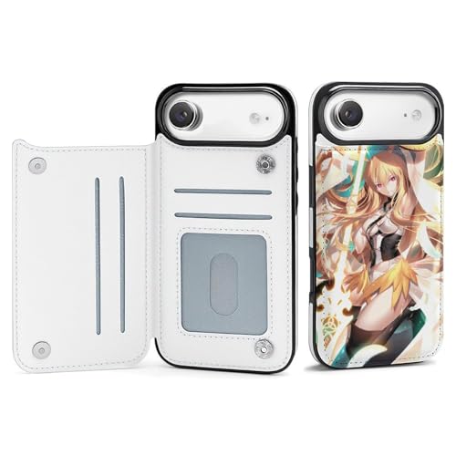 BFLiRuW �Ή� iPhone 17 �P�[�X �蒠�^ FGO �����L���[�� �A�C�t�H�� 17 Air 17 Pro 17 Pro Max �p �J�o�[ �X�}�z�P�[�X PU���U�[ �J�[�h�P�[�X ���z�^ �ϖ��C �}�O�l�b�g �X�^���h�@�\�t�� iPhone 1