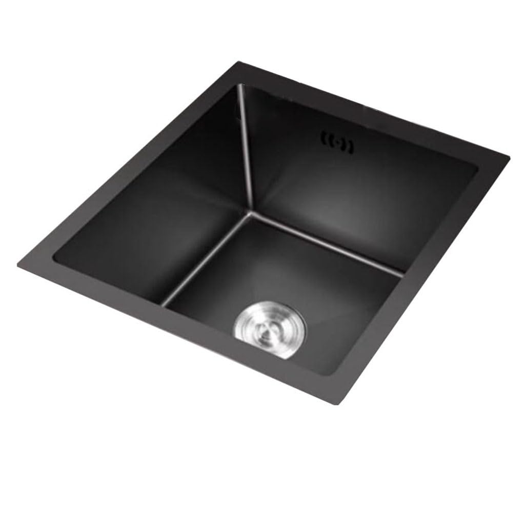 Küchen Mini-Wasserpool Für Wohnmobile Kleines Apartment-Barwaschbecken Langlebige Siphon-Spülbecken In Verschiedenen Größen Küchenspüle Aus Edelstahl Küchenspülen (Color : Schwarz, S : 38X30X21.5cm