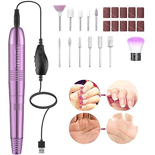 STYLEAGAL Portable Electric Nail Drill, Manicure Pedicure Drill Kit Professional nail starter kit for beginners acrylic with drill（2020 Upgraded）