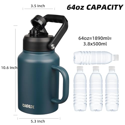 Image of BJPKPK 64oz Stainless Steel Water Bottle, Half Gallon Insulated Water Jug