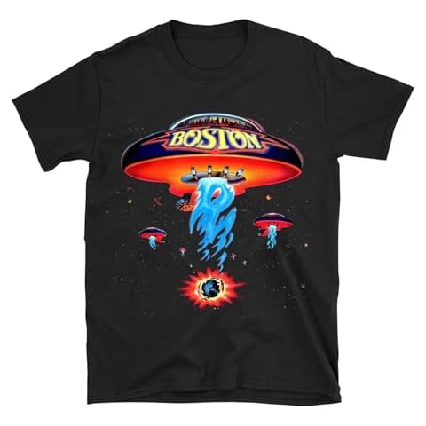 Bostonn Band Tshirt Poster Shirt Spaceship Rock Band T Shirts for Men Black XL Cover