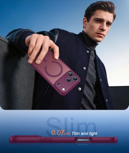 Image of FNTCASE for iPhone 17 Pro Case: Translucent Wine Red Slim Cases Compatible with MagSafe, Full Camera Protection & Tempered Glass Protector, 14FT Military Grade Drop Tested, Matte Skin-Friendly
