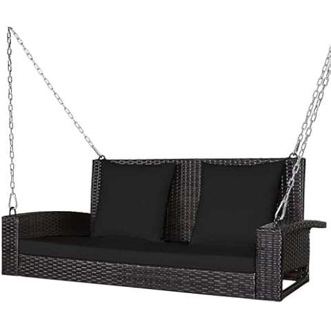 RELAX4LIFE Outdoor 2-Seater Rattan Swing Bench Cover