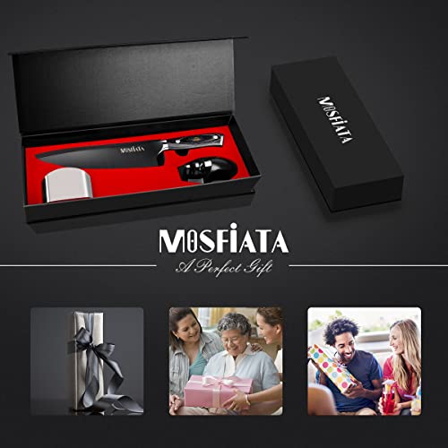 MOSFiATA 8” Super Sharp Titanium Plated Chef's Knife for Kitchen with Finger Guard and Knife Sharpener in Gift Box, High Carbon German Stainless Steel EN1.4116 Titanium Coated Stylish Cooking Knife - image 7
