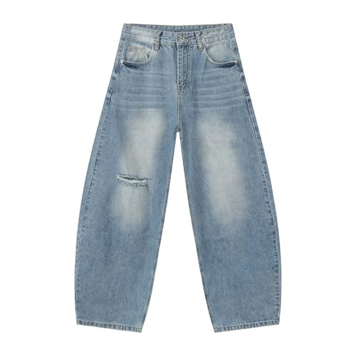 Men's Denim Jeans Korean Street Style Vintage Relaxed Loose Casual Commuter Pants for Men