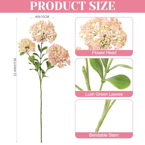 Image of 4 Pcs Artificial Flowers for Decoration, 23 Inch Faux Berry Stems Faux Skimmia Spray with Leaves Fake Flowers for Vase Home Table Floral Arrangement Wedding Decor(Pink,Classic)
